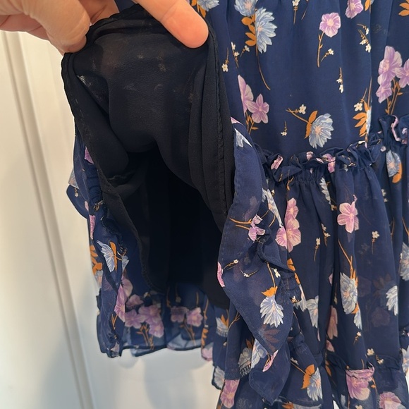 Misa Los Angeles Blue Floral Ruffle Darci Dress Sz S - Picture 6 of 9